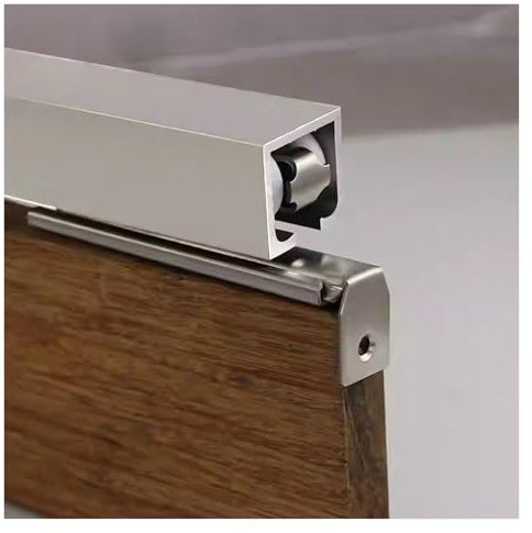 binario per porta scorrevole Kit di binari per porta dell'armadio per carichi pesanti, hardware per porta bypass con meccanismo di chiusura ammortizzata, set di binari per porta a scomparsa(Silver,72i