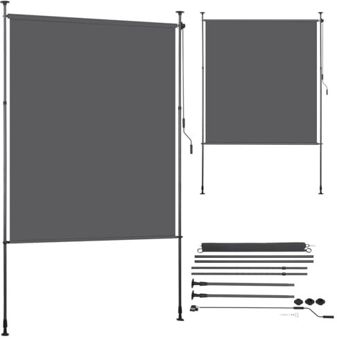 Hebitod Tenda da sole verticale per esterni, 2 m x 2,7 m, protezione solare verticale, con rivestimento, tenda da sole senza finestra, antracite