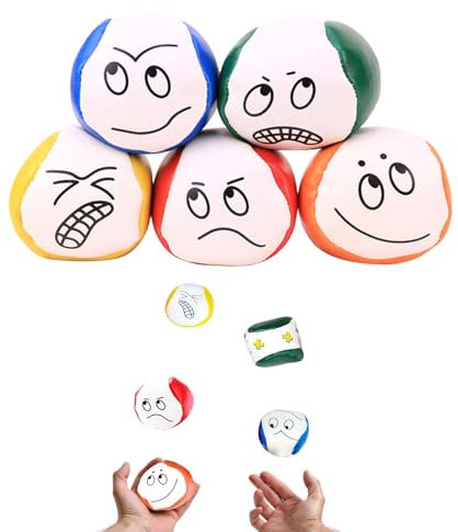 banjiabb 5 Stück Jonglierbälle,Jonglierbälle Kinder,Jonglierbälle Erwachsene,Jonglierbälle Mit Naturfüllung,Fur Anfänge Mädchen Und Jungen, Pädagogischer Jonglierball Für Drinnen Und Draußen(Ø 5cm)