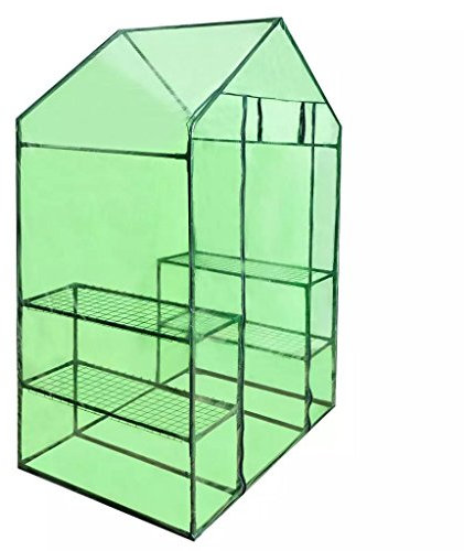 Gecheer Serre de Jardin Grande Capacité 120x80x190cm, Couverture UV et Résistante au Gel, Étagères Intérieures, Couleur Vert Transparent
