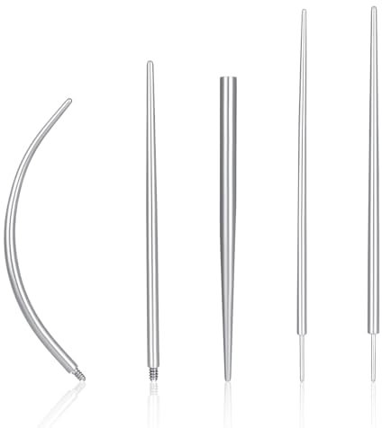 Tucnoeu 5 Stück Piercing Taper Insertion, piercing wechselhilfe, Chirurgenstahl Piercing Nadel Set für Ohr Nase Lippe Bauch Nippel Zunge
