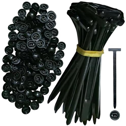 100 fibbie universali in nylon per fascette fermacavi, resistenti, autobloccanti, con design a perno e bottone, fascette per cavi in plastica per fissaggio auto, resistenti ai raggi UV, per fissaggio