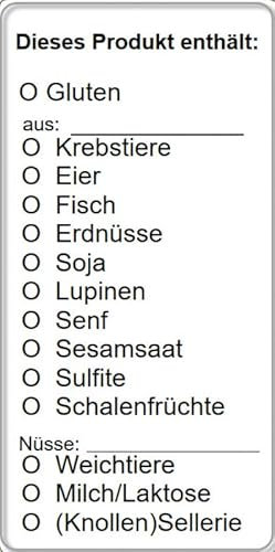 500 Wasser-AUF-lösbare Etiketten im Spender – Selbstklebend – Verschiedene Varianten für Trockenlager, Kühlung, Tiefkühler, Rückstellprobe, 14-Allergene, HACCP StyleName Für 14-Allergene