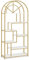 Barberpub Bücherregal Gold, Standregal mit 7 Ebenen, Büroregal mit Metallrahmen, Regal für Büro, Wohnzimmer, Schlafzimmer, Küche, Nagelstudio, Marmor-Weiß, 30x80x180cm, 5183
