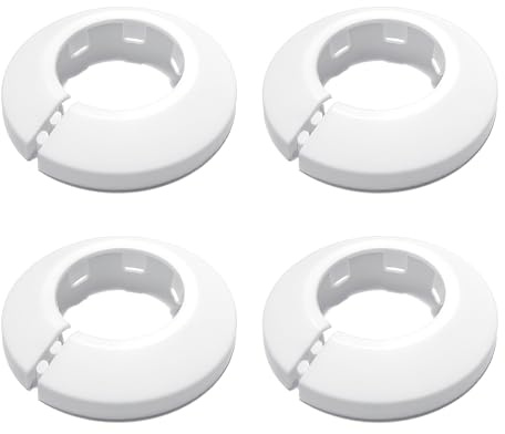 White PP Plastic Pipe Cover – Fits 32mm Pipes, Decorative Cover for Water Pipes, Radiator Wall Hole Protection, Concealment of Pipe Joints and Structural Gaps 4pcs