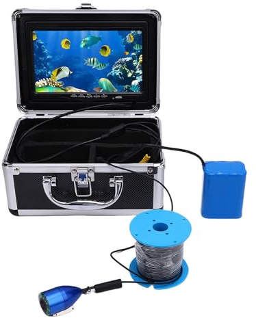 Fockety Unterwasserfischereikamera, 5MP 1080p HD 7in Fischfinderkamera mit 30 M Kabel 8 LEDs Licht, Tragbarer Fischereimonitor für Meer, See, Boot, Eisfischerei (EU-Stecker)