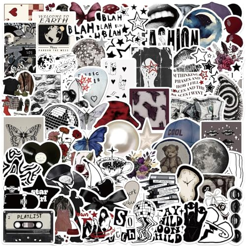 100 Stück Y2K Downtown Girls Aufkleber, Vintage Y2K Stickers, Rote und schwarze ästhetische Aufkleber für Tagebücher, Laptops, Scrapbooking, Teenager und Mädchen