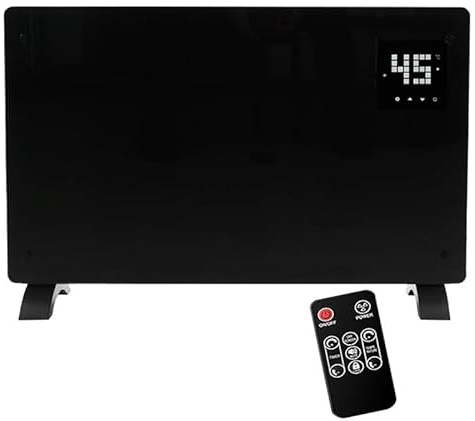 WiFi Smart Electric Glass Panel Heater 2000W | Wall Mounted & Freestanding Slim Radiator | App & Remote Control, 24H 7-Day Timer, Open Window Detection, Energy Efficient Heating Black/White (Black)