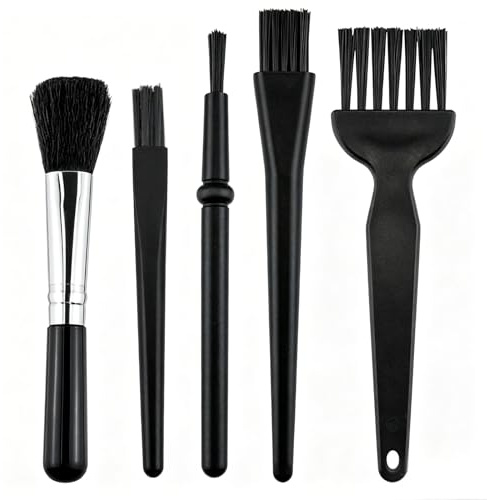 5 Pcs Mini Keyboard Cleaning Brushes Kit,Black Plastic Keyboard Brush,Portable & Durable Anti Static Brushes Electronic Dust Cleaning Brush,for Motherboard,Camera,Tablet,PC,Mobiles,Desk