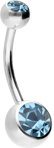 PIERCINGLINE Bauchnabelpiercing aus Chirurgenstahl mit 2 Kristallen - Bananabell Piercing in stylischen Farben und 4 Größen