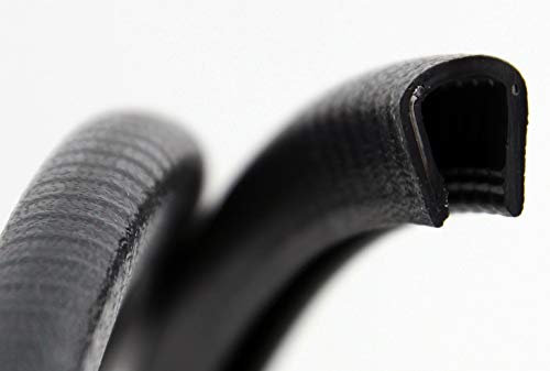 SMI-Kantenschutzprofil KS6-8S für 6-8mm PVC mit Stahleinlage Schwarz selbstklemmend ohne Kleber - Kantenschutz, Kederprofil, Kantenprofil, Kantenschutzleiste für Bleche, Platten (1 m, schwarz)