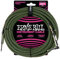Ernie Ball 25 ft Braided Straight / Angle Instrument Cable - Black / Green