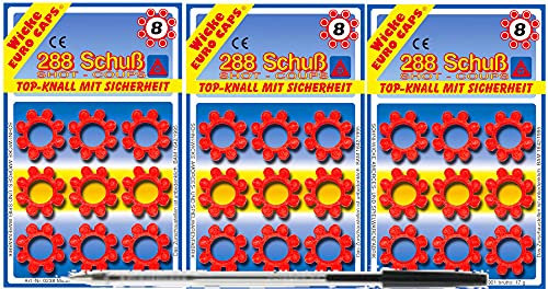 KandyToys 8 Shot Ring CAPS - 800 Schüsse - 100 Ringe - Original Edison Giocattoli Super Disc - Blisterpackungen mit 5 x 160 Schuss - Kostenloser Stift bei jeder Bestellung