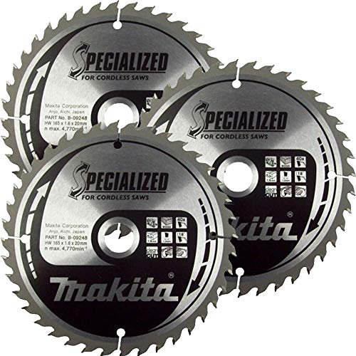Makita B-09248 165mm x 20mm x 40T Specialized Circular Saw Blade For DHS680, DSS610 Pack of 3