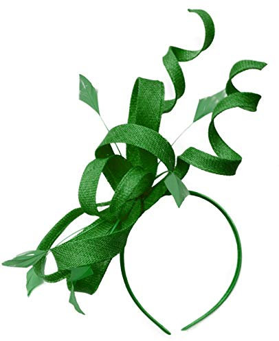 Sinamay Haarreif, Fascinator mit Wirbelschlaufe, für Damen, Hochzeit, Ascot Rennen, Grün