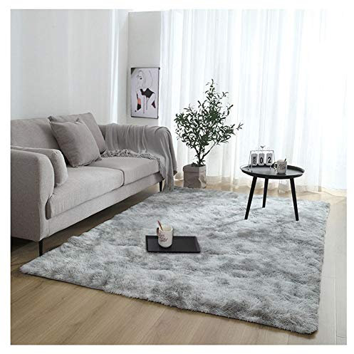 YAOTT Teppich Modern Hochflor Langflor - Shaggy flauschig Teppiche Einfarbig für Wohnzimmer Bettvorleger Schlafzimmer Hellgrau 60 * 200cm