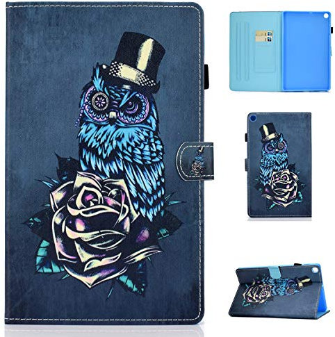 Succtop Funda Samsung Galaxy Tab S6 Lite 10.4 Pulgadas SM-P610 / SM-P615 2020 Protectora Funda con Función de Soporte y Ranura para Tarjeta Galaxy Tab S6 Lite 2020 Tableta Cover Case Búho Rosa