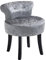 HOMCOM Dressing Table Stool with Rubber Wood Legs, Ice Velvet Vanity Stool for Living Room Bedroom, Grey