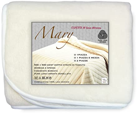 tex family Decke Mary aus echter Merinowolle, 1000 g, Reine Schurwolle - Einzelbett