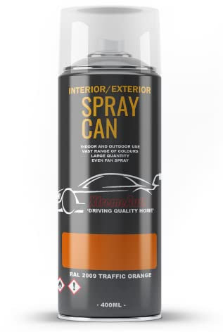Xtremeauto Spray Paint Finish For Indoor And Outdoor Use Garden Cars Home Kitchen Bathroom Furniture Art Craft Bikes Radiators Metal Wood Plastic Glass UPVC Stone PVC RAL 2009 traffic orange