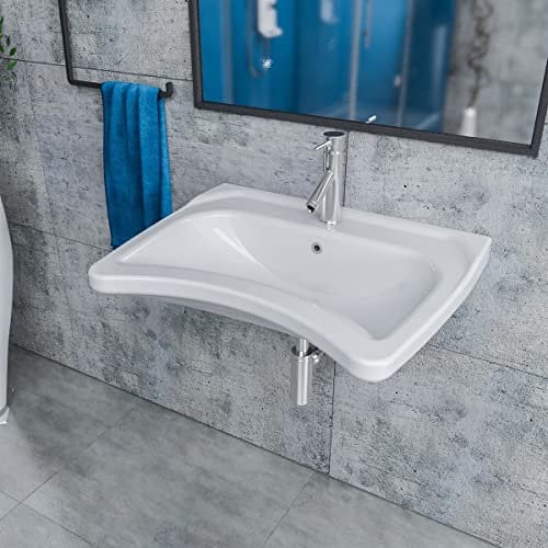 Kerabad Waschbecken behindertengerecht, Waschtisch für Rollstühle, Wandmontage, weiss, 60 cm