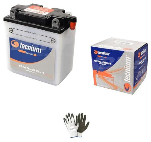 COMPATIBILE CON HONDA 125 CB 1981 A 1982 BATTERIA GIA' PRONTA ALL'USO TECNIUM 6N6-3B-1 6V 6AH BATTERIE 6 AMPERE 6 VOLT SPECIFICA MOTO SCOOTER 99X57X111MM