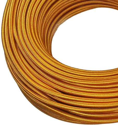 5 Meter Vintage Gold 2 Core Round Electric Cable Fabric Covered Wire Italian Braided 0.75 mm Electrical Cable Flexible Wire for Lighting Other Appliances