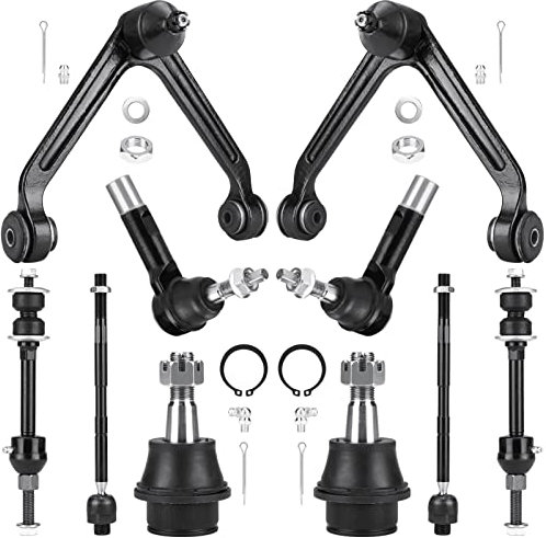 Autsurles 10 Pcs Set 2WD RWD Front Suspension Kit Upper Control Arms Lower Ball Joints Outer Inner Tie Rod Ends Front Sway Bar Links Fit for 2002 2003 2004 2005 Dodge Ram 1500