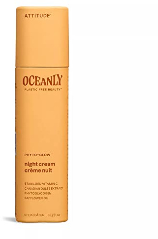 ATTITUDE Oceanly Night Cream Stick, EWG Verified, Plastic-free, Plant and Mineral-Based Ingredients, Vegan Skin Care Products, PHYTO GLOW, Unscented, 30 grams