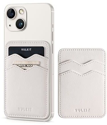 VULKIT Kartenhalter Handy Selbstklebende RFID-Schutz Kartenetui Leder Kreditkartenhülle für Damen & Herren Kreditkartenetui Slim, Beige