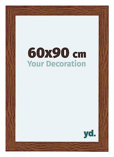 yd. Your Decoration - Bilderrahmen 60x90 cm - Eiche Rustikal - Bilderrahmen aus MDF mit Acrylglas - Antireflex - 60x90 Rahmen - Como