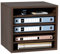 VEVOR Organisateur de Bureau en Bois 35,5x30,5x33 cm Trieur de Documents à 5 Compartiments Corbeille à Courrier Panneau Aggloméré Étagère Amovible Classeur pour Rangement Fichiers Magazines École Brun