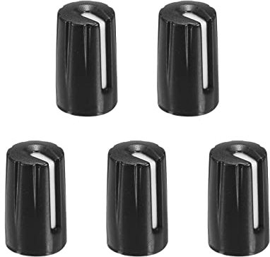 sourcing map Potentiometer Control Knob ABS Guitar Knob for 6mm D Type Shaft Electric Guitar Power Amplifiers Stereos,Bass Volume Tone 270 Degrees Rotary Knob Black White 5PCS