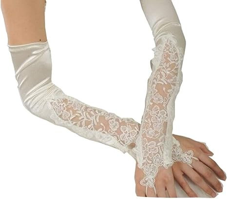 Damen-Spitzenhandschuhe, Abendhandschuhe, Handschuhe, täglich, lange Hochzeitshandschuhe, Spitzenhandschuhe, rot, ultralang, Herbst- und Winter-Brauthandschuhe, Fäustlinge (Farbe: Rot, Größe: L) ( Col