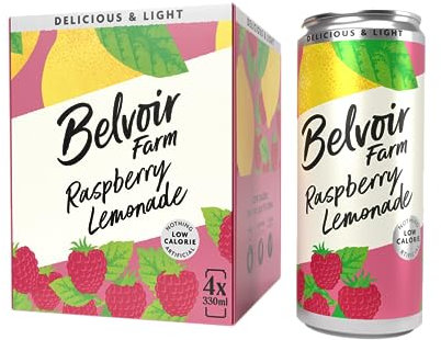 Belvoir Farm - Raspberry Lemonade, Delicious and Light, Real Fruity Taste, Crafted with Nature, Low in Sugar and Calories, Gluten Free, Suitable for Vegans & Vegetarians 24x330ml