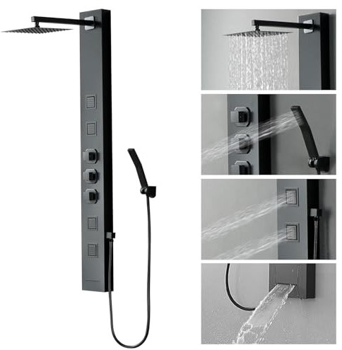 Shower Panel Tower System,Stainless Steel Bathroom Stand Up Shower Kit