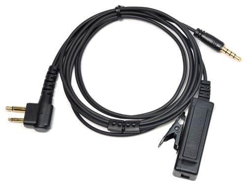 HYSHIKRA Universal 2-pin to 3.5mm Audio Cable with PTT Compatible with Motorola CP040 DP1400 GP68 GP88 GP300 XT420 XT460 Radio and 3.5mm Audio Input Interface Headsets with Mics