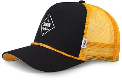Djinns Trucker Cap HFT Rubber RIPSTRING Black Schwarz Gelb, Size:OneSize
