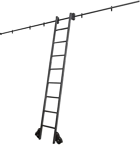 Robuste rollende Bibliotheksleiter, Schiebeleiterschienen-Set, robuste Gleitschienen | Rollleitern für Bücherregale oder Lager, Rollenschienensystem-Zubehör (ohne Leiter) (Größe: 3,3 Fuß/100 cm Schien