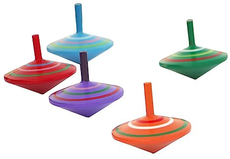 Toyvian Holzkreisel Spielzeug 5 Stück aus Holz Lernspielzeug für Kinder und Erwachsene Bunte Fördert Hand Auge Koordination Zufällige Farben