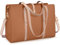 IGOLUMON Handtasche Damen Shopper Damen Groß Wasserdicht Laptop Tasche Damen 15.6 Zoll PU Leder Arbeitstasche Umhängetasche für Business Arbeit Büro Schule Braun mit Khaki