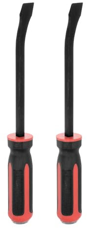sourcing map 2pcs Angled Tip Pry Bar 12 Inch CR-V Curved Screwdriver Pry Bars with Strike Cap Non-Slip Handle for Lifting and Prying
