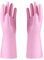 Alimat PluS 1 Pack Reusable Cleaning Gloves Latex Free, Dishwashing Gloves with Cotton Flock Liner and Embossed Palm, Waterproof Household Gloves for Laundry, Gardening (Pink, Medium)