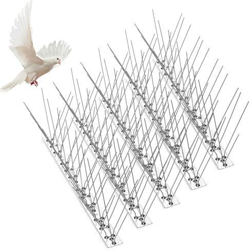 Ahuyentador de palomas, 5 unidades, acero inoxidable, 25 cm, ahuyentador de pájaros, palomas, picos, pájaros, protección para balcones, jardines en el techo