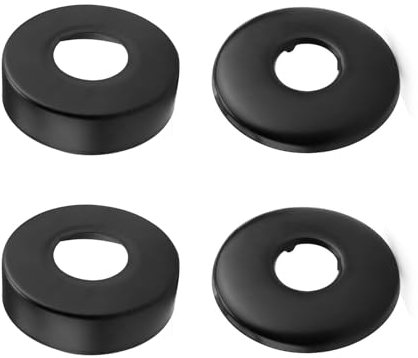 Rosace Mitigeur Douche, 4 Pièce Cache Tuyau Plomberie Acier Inoxydable, Cache Robinet Douche Noir, Peinture Surface, pour 21 mm et 25 mm Vannes D'angle, Robinets, Radiateurs 0XBIT
