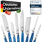 Messerhai Messerset Aoi, 8-teiliges Küchenmesser-Set mit blauen Resin-Griffen – Chefmesser, Santoku, Ausbeinmesser, Brotmesser, Schälmesser, Nakiri, Yanagiba, in Geschenkbox