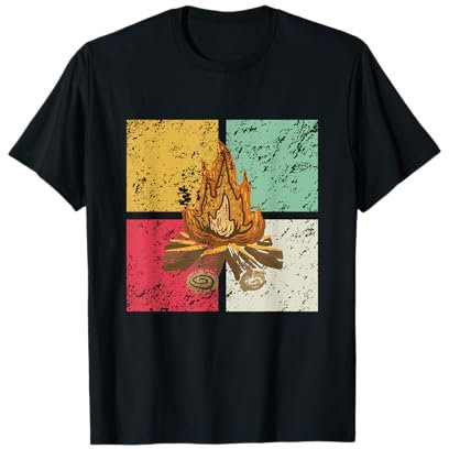 Lagerfeuer Retro Camping Liebhaber 60er 70er Jahre Stil Camping T-Shirt