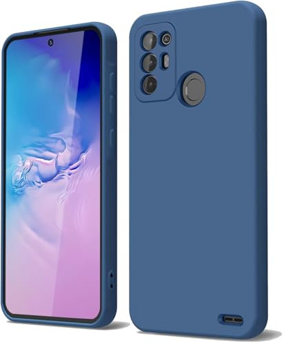 GOGME Cover per ZTE Blade A52 Liquido Silicone Custodia con Fodera Microfibra Antigraffio Antiurto Protezione Sottile e Morbida TPU Case, Blu