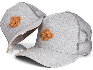 Blackskies® Essentials Trucker Cap - 2er-Set Eltern Kinder - Partnerlook Baseball Cap Mutter-Vater-Kind Geschenk Mini-Me Basecap Papa-Sohn & Mama-Tochter Grau-Hellblau - 45-49 cm