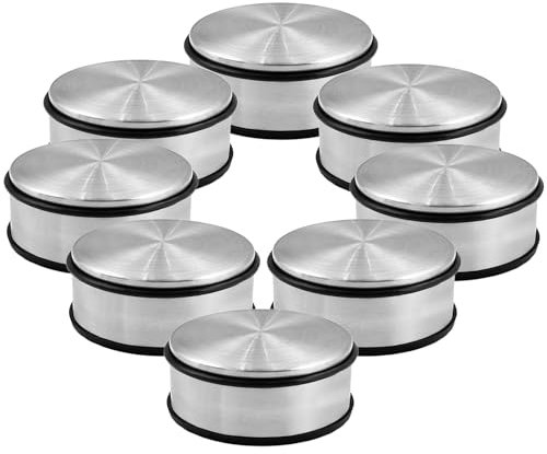 8er Set Türstopper Edelstahl massiv - Schwerer Türstopper Boden 1,2 Kg/Stk., Door Stopper im modernen Design versehen mit Gummiring zum Schutz der Türen